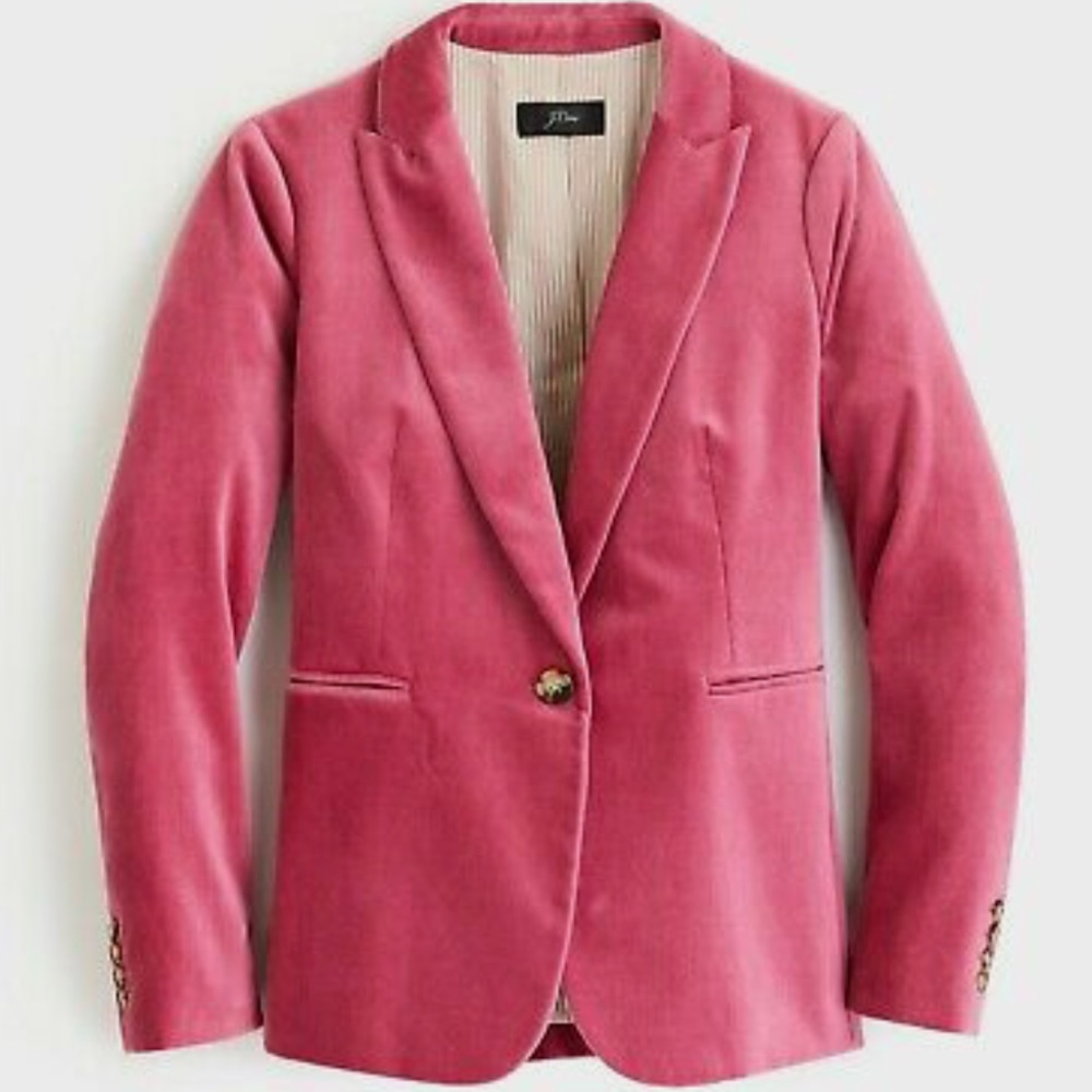 NWT J. Crew Parke Velvet Blazer in Pink. Size 00